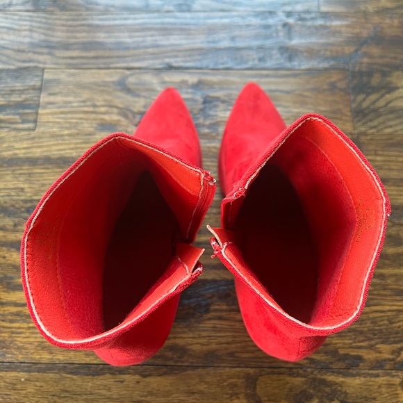 Womens Red Heel Ankle Boots - Picture 11 of 12